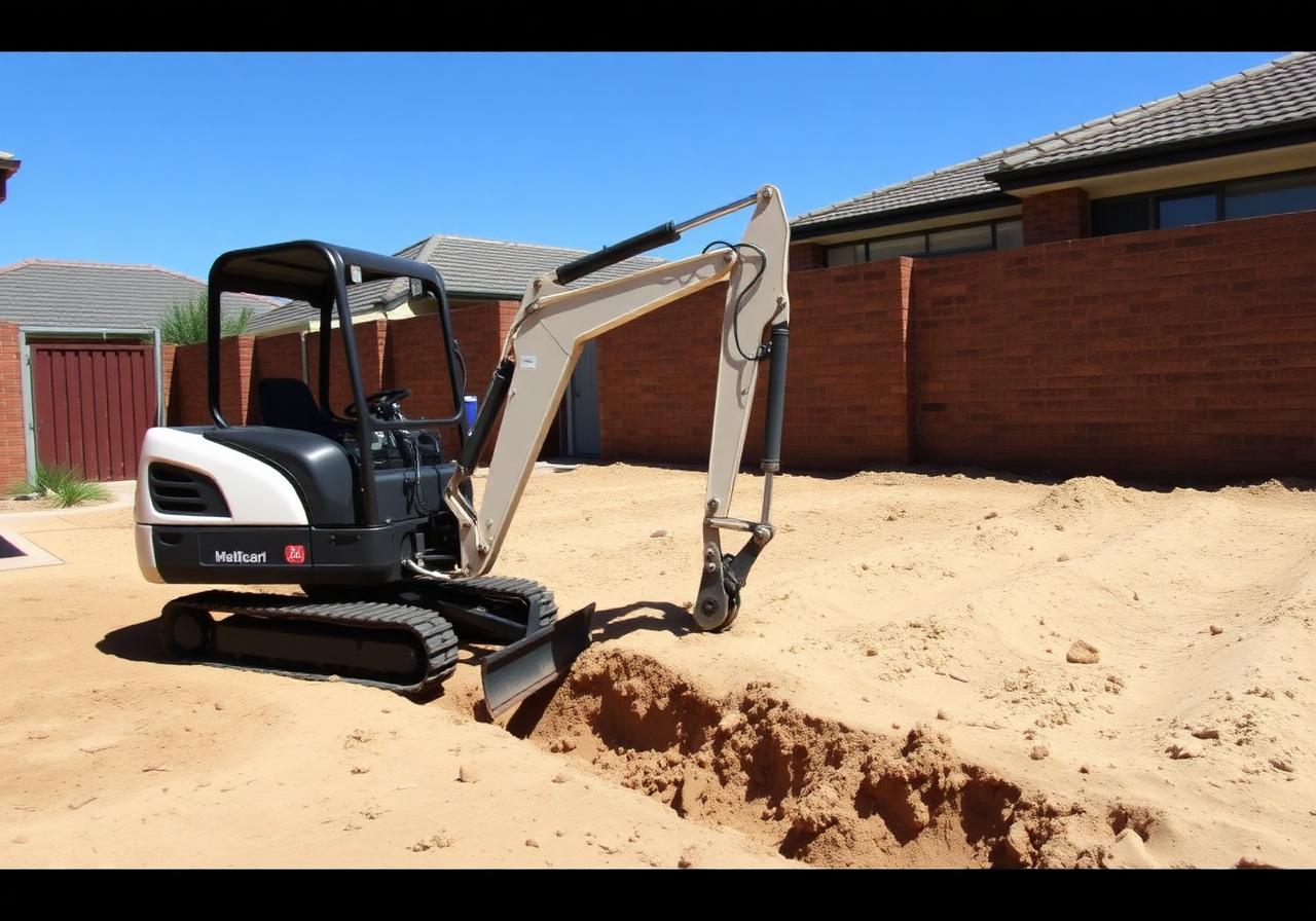 Mini excavator working on Perth residential job